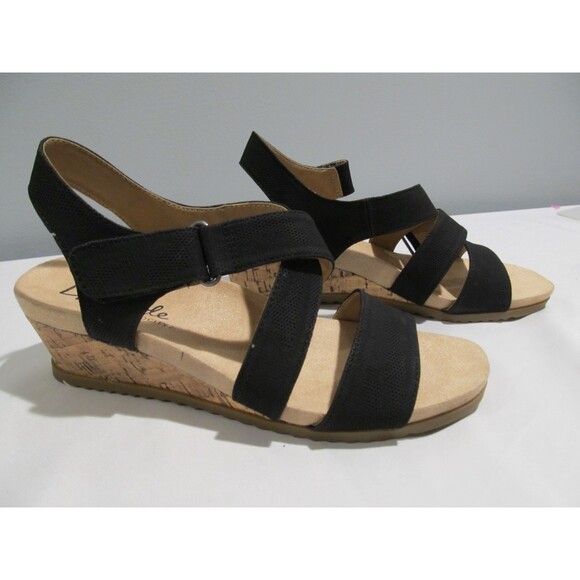 LifeStride Breeze Women’s Strappy Wedge Sandals Black 8W NWOB Cork Espadrille - Picture 5 of 10